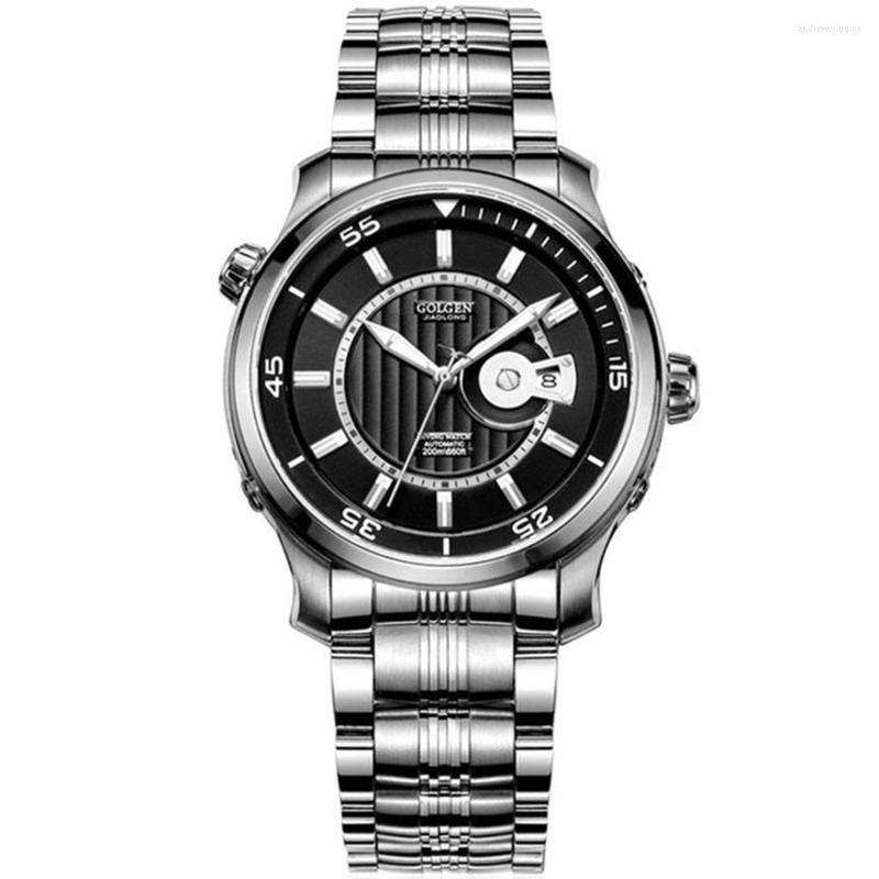 

Wristwatches Mens Automatic Watches 200M Diver Mechanical Sports 43mm Stainless Steel Sapphire Crystal Luminous Watch Men GOLGEN, C2