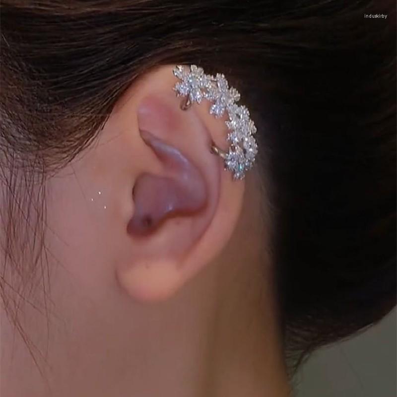 

Backs Earrings 2023 Arrival Clip Fashion Metal Cute/romantic Women Zircon Flower Earbone Female Simple Elegant Jewelry