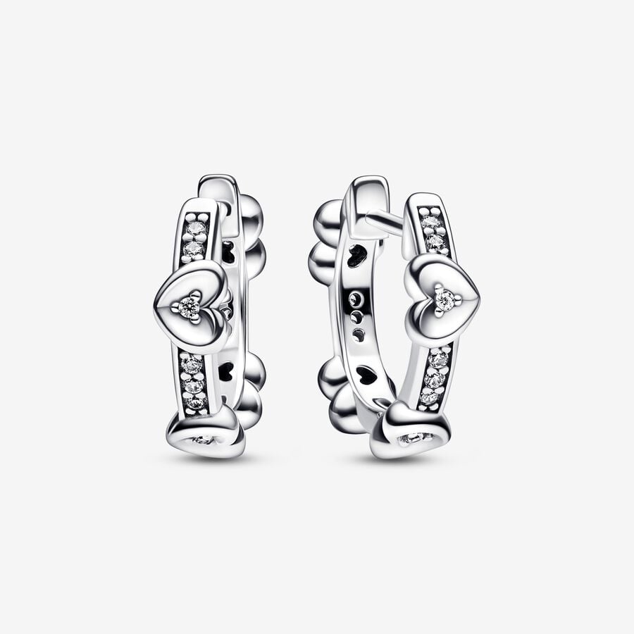 

Radiant Sparkling Hearts Hoop Earrings 925 Sterling Silver Earring Fashion Women Wedding Engagement Jewelry Accessories