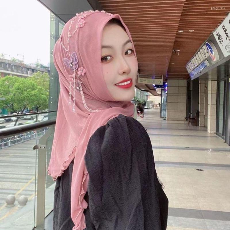 

Ethnic Clothing Easy To Wear Butterfly Flowers Muslim Scarves Girls Viscose Hijabs