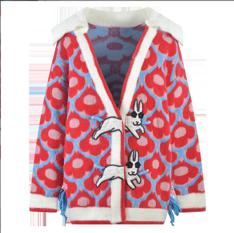 

204 2023 Runway Spring Summer Women Sweater Black Brand SAme Style Sweater Long Sleeve Lapel Neck Fashion Clothes YL