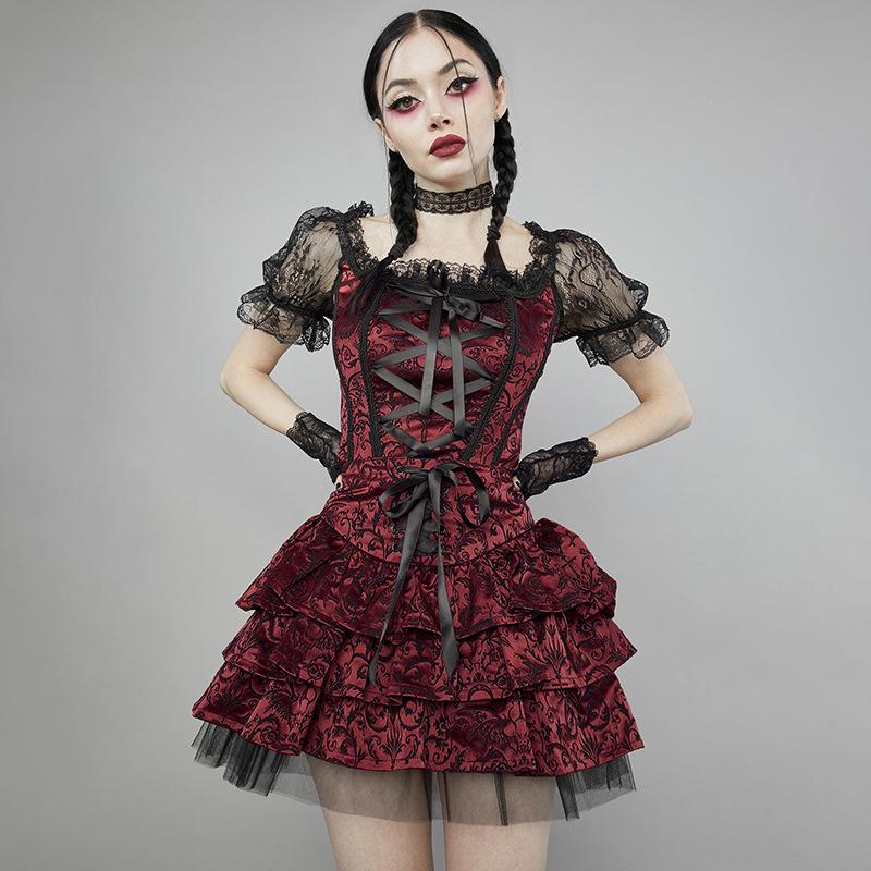 

Skirts Spring Summer Top Women Lace Perspective Mesh Shirt Set Womens High Waist Skirt Ruffles Lolita SkirtSkirts, 01