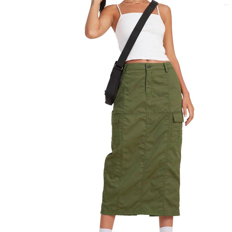 

Skirts Women Summer Skirt Casual Solid Color Zipper With Pockets