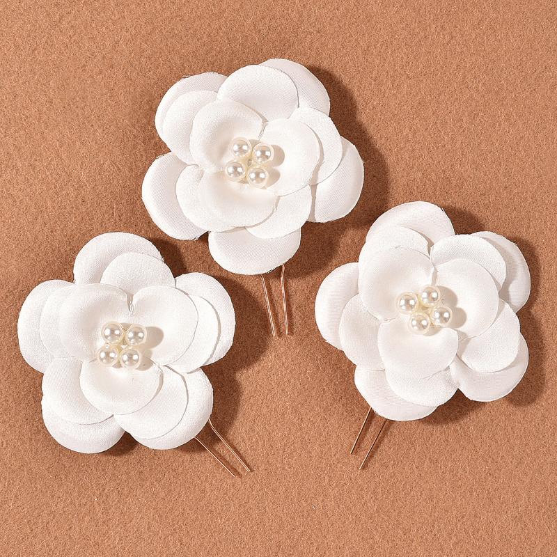 

Hair Clips & Barrettes 3pcs U Shaped Hairpin Women White Flower Pearl Elegant Pins Fashion Headwear Wedding Bridal Accessories Jewelry