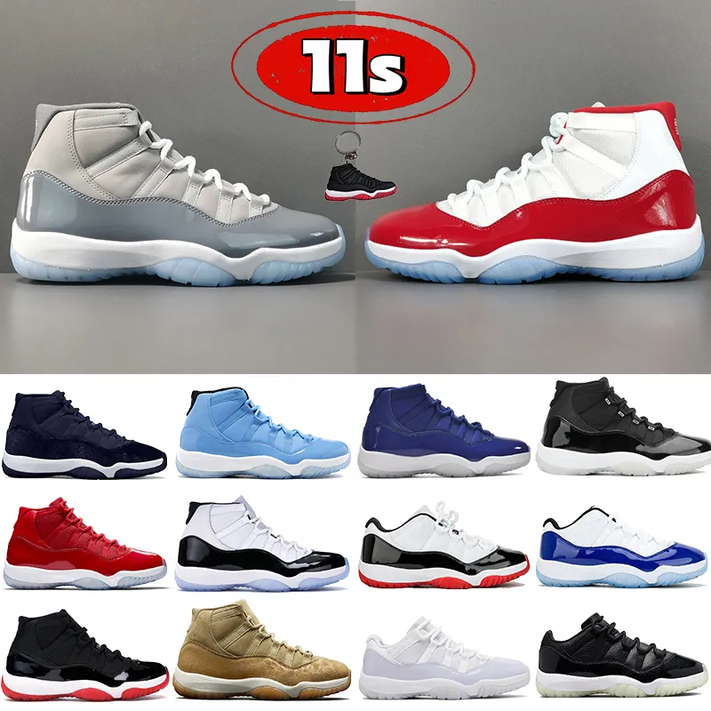 

New 11 11s Mens Basketball Shoes Cherry Midnight Navy Velvet Cool Grey 72-10 25th Anniversary Low Pure Violet Royal University Blue Bred Pantone Men Women Sneakers, 15 heiress black