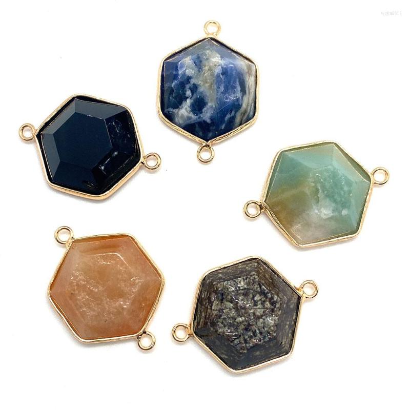 

Charms Natural Stone Pendants Rose Quartz Lapis Lazuli Amazonite Jewelry DIY Making Necklace Earrings Hexagram Accessories 1pcs