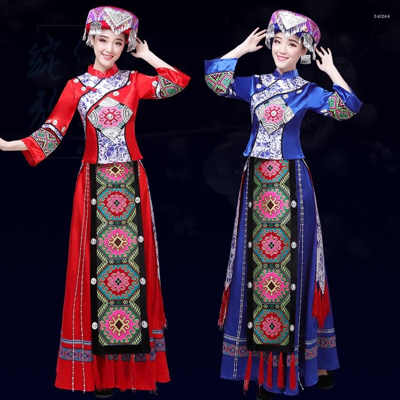 

Stage Wear Tibetan Dress Traditional Folk And Ethnic Dance Clothes National Of China Fan Ancient Chinese Clothing TA2214