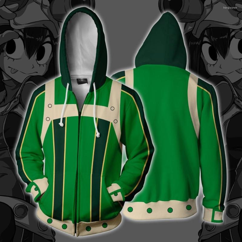 

Men' Hoodies Hero Academia Asui Tsuyu Cosplay 3D Printing Costumes Zipper Sweatshirts Unisex Adult Man/women Clothing, Picture shown