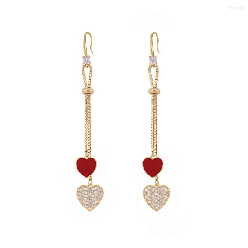 

Dangle Earrings South Korea Double Heart-shaped For Women Fashion Funny Love Heart Drop Pendant Ear Tassel Trending Girls Jewelry Gifts