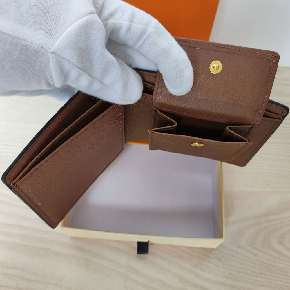 

High Quality small change Wallet Holders men Wallets plaid style Fashion Designer mens purses Holder Letter PU Leather Womens purse Luxury unisex moneybag, Black flower three pages