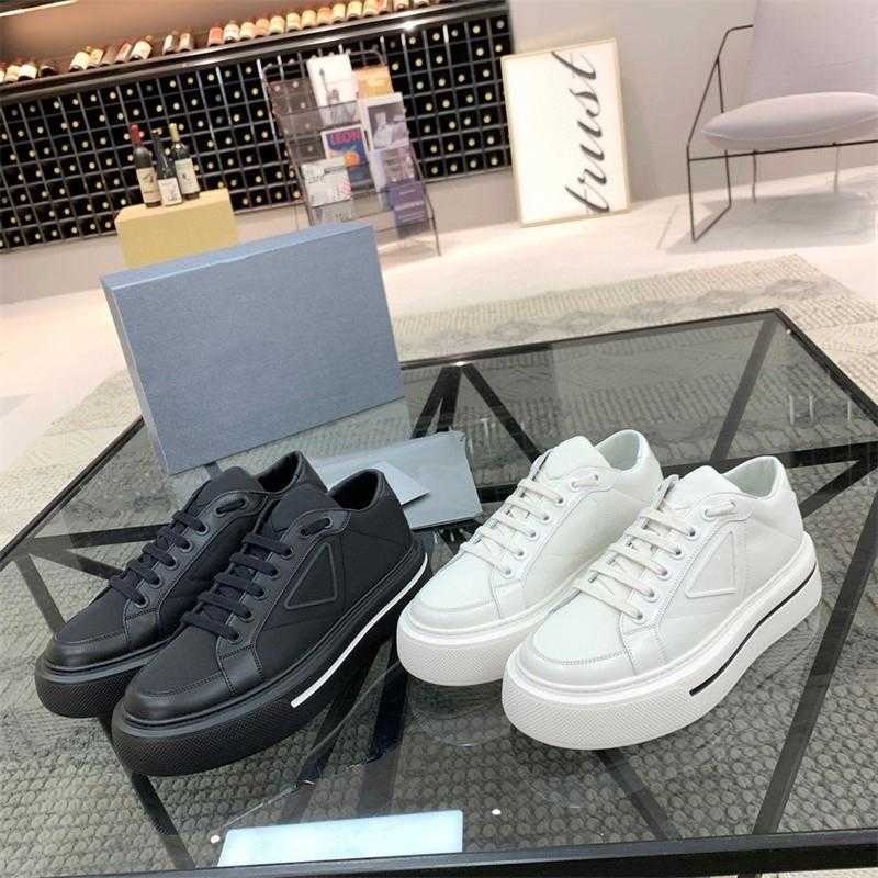 

Shoes P family's small white shoes Women's 2023 new type sponge cake thick soled casual sports shoes High cow leather triangle canvas shoes, Black