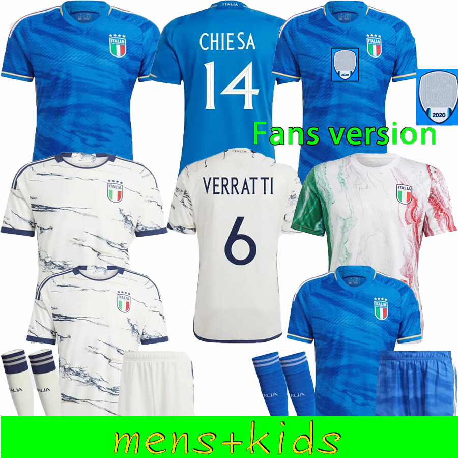 

22 23 italy soccer jerseys Italia 22 23 24 maglie da calcio VERRATTI CHIESA GNONTO football Shirt LORENZO PINAMONTI POLITANO GRIFO uniform men kids kit Player version, 2023 home fans version