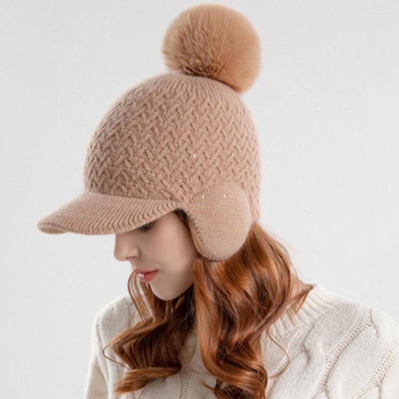 

Berets Chic Winter Stretchy Knitting Baseball Hat Thermal Foldable Windproof, Black