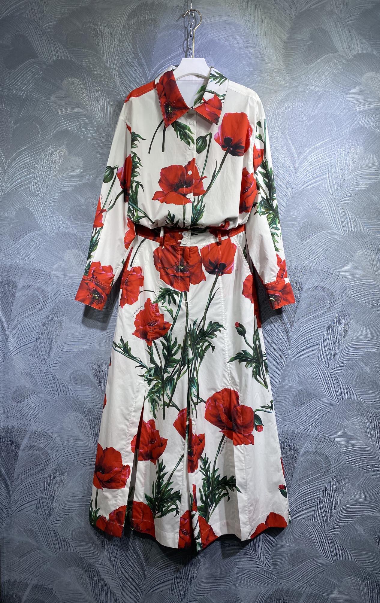 

2023 Spring Style Floral Two Piece Dress Polo Bat Sleeve, Customize