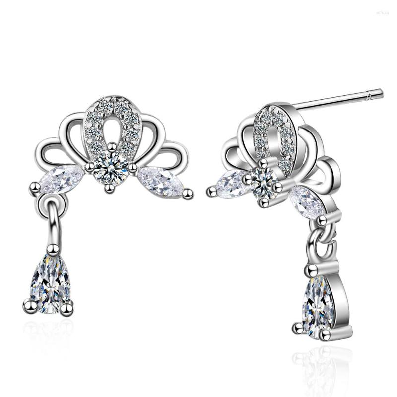 

Stud Earrings Flower Studs Sweet Temperament Drop-shaped Zircon For Women 2023 Korean Fashion Jewellery Simple Light Luxury