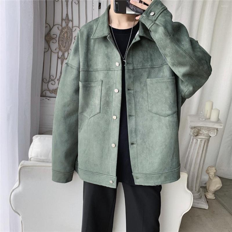 

Men's Jackets Men's Solid Oversized Suede Korean Style Men Casual Loose Coats 2023 Autumn Fashion Outerwear, Black