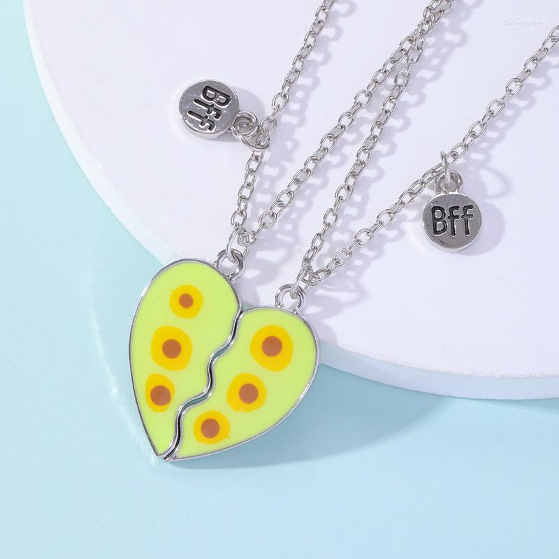 

Pendant Necklaces Lovecryst 2pcs/set Fruit Avocado Heart-shaped Friend Necklace BFF Friendship Jewelry Gifts For Kids
