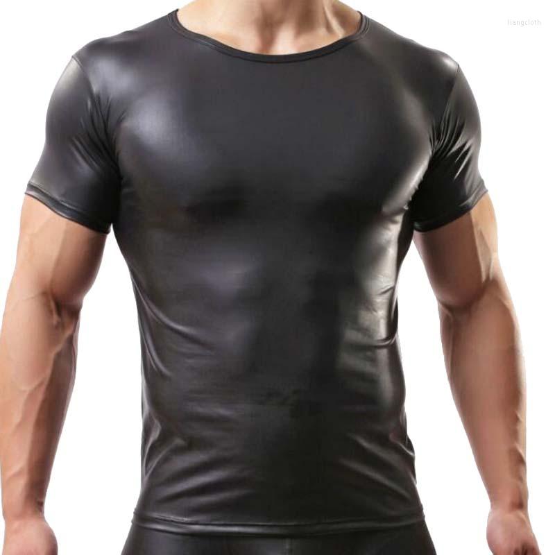 

Men's T Shirts Men's T-shirt Imitation Leather Man Fashion Men Undershirt Sexy Cool Underwear Stage Costumes, Picture shown