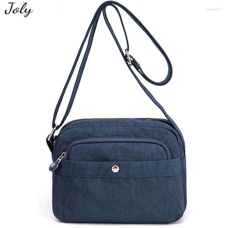 

Evening Bags Crossbody For Women Medium Size Multi Pockets Shoulder Bag Waterproof Nylon Ladies Handbags Adjustable Strap, Black