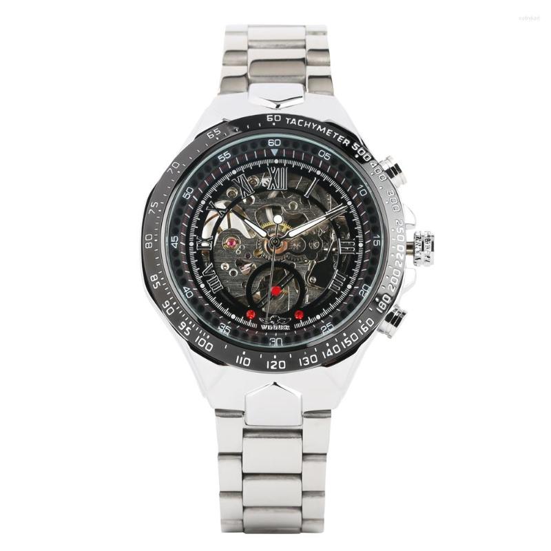 

Wristwatches Men's Luxury Automatic Mechanical Watch Stainless Steel Case Band Business Casual Skeleton Luminous, Black 2