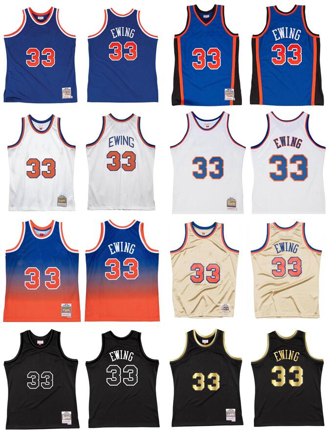 

Stitched Patrick Ewing Jersey S- Mitchell Ness jersey 1985-86 Mesh Hardwoods Classics retro basketball jerseys Men Women Youth blue white 33, Stitched jersey