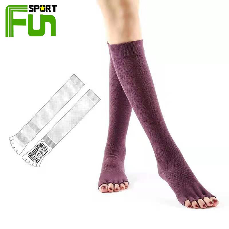 

Sports Socks STARFUN Women's Long Yoga Non-slip Shrink Calf Running Dance Fitness The Five Finger Autumn And Winter, Purple