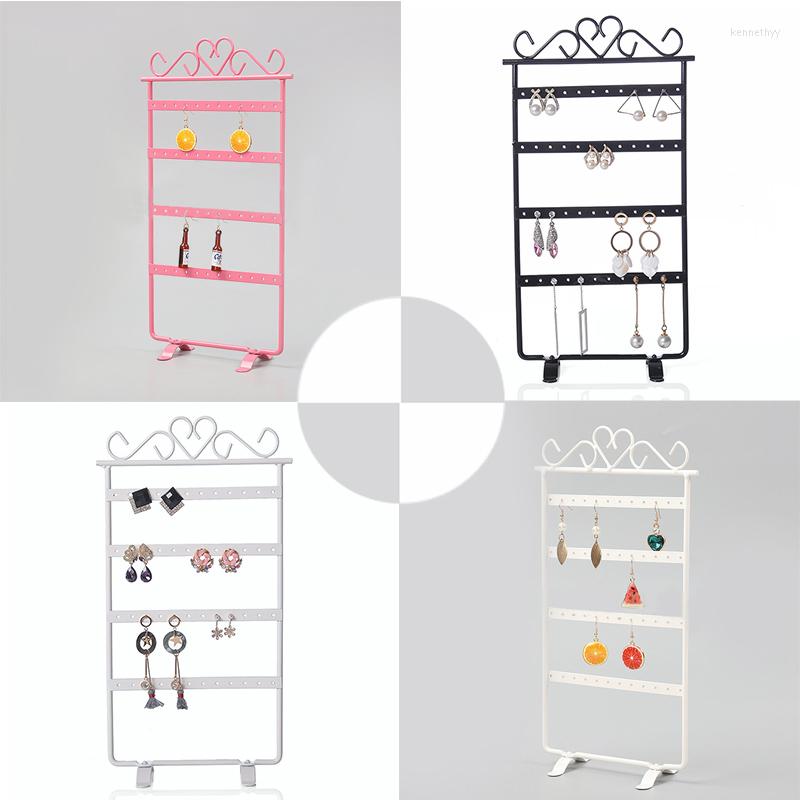

Jewelry Pouches Earrings Necklace Stand Holder Display Rack Simple Style Metal Organizers Shelf StandHolder