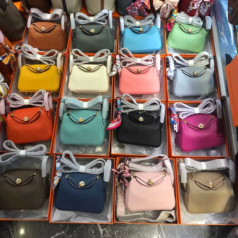 

Designer Herme Lindi Bags online outlet Women's messenger bag mini 2023 new togo cowhide women's portable one, Black4