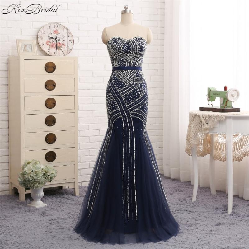 

Party Dresses Stunning Navy Blue Evening Long Dress Sweetheart Neckline Tulle Sequins Beaded Formal Abiye Gece Elbisesi, Green
