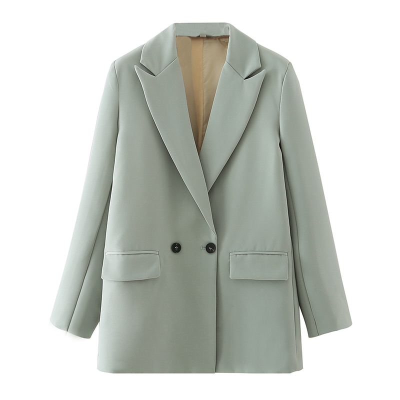 

Women' Suits & Blazers Office Lady Lined Sutis Coat Notched Long Sleeves Double Breasted Button Solid Jackets Khaki Pocket Women BlazerWome, Black