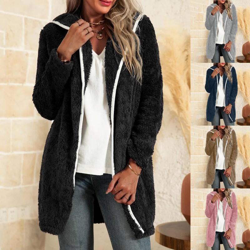 

Women' Jackets Women Winter Fleece Cardigan Fashion Warm Long Sleeved Full Zip Ladies Coats And Jacket For Woman, Black
