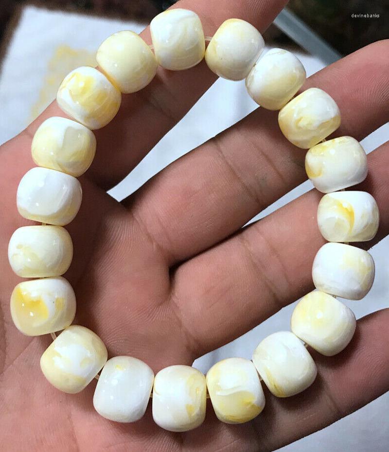 

Strand Certificate Natural Amber Gemstone Drum Bead Men's Women Bracelet 12X12MM