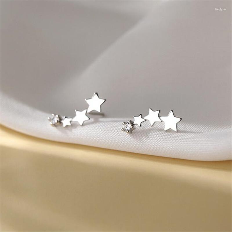

Stud Earrings Fashion Silver Color Zircon Star Piercing For Women Girls Kids Engagement Wedding 2023 Trendy Jewelry Eh1655