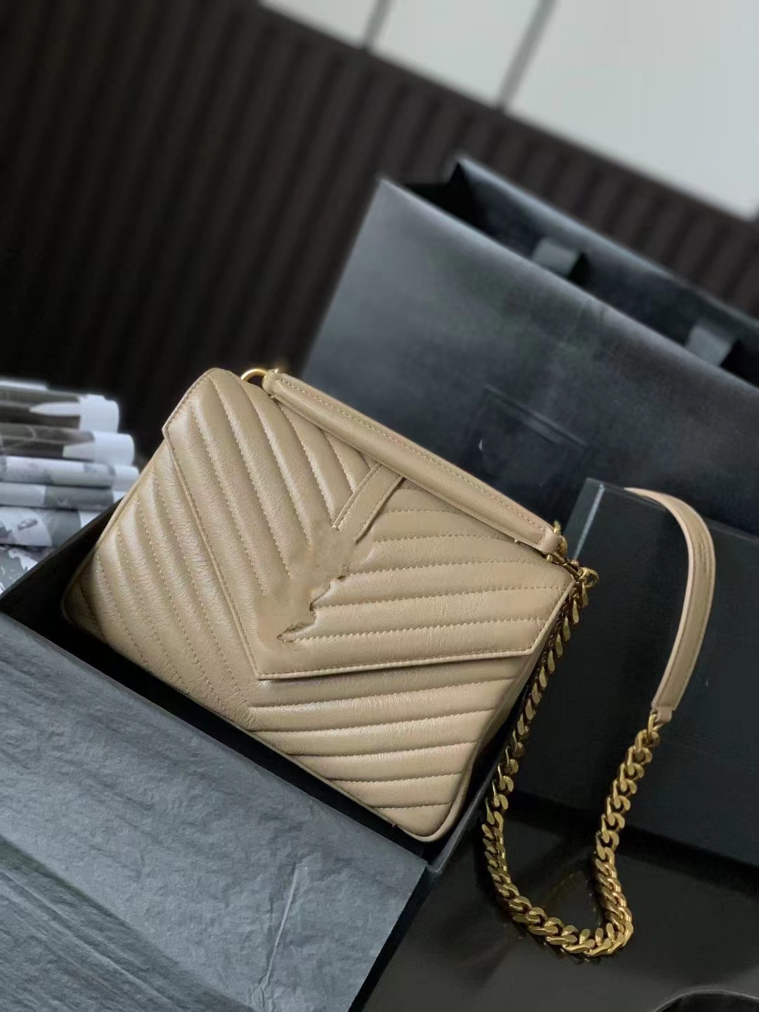 

10A Genuine leather Designer LOULOU Bag Large Shoulder Chain Clutch Bags Purses Luxury Message Handbags Wallet, White