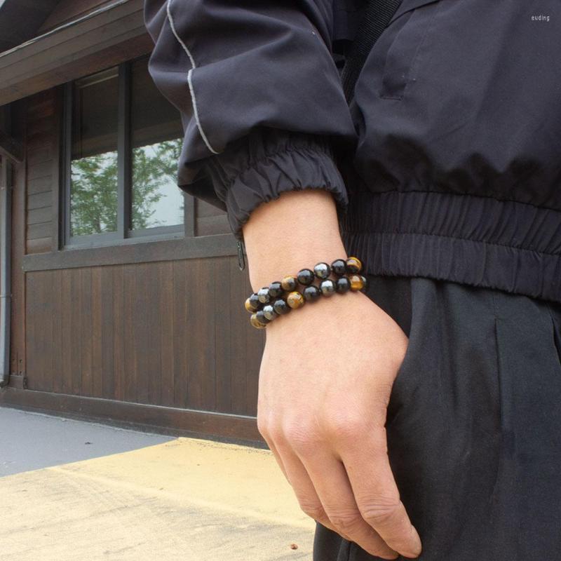 

Charm Bracelets Adjustable Natural Stone Bracelet Lava Braided Rope Yoga Bead Tiger Eye Gem Men Women Gifts