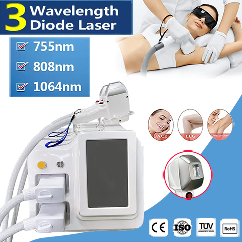 

Portable Laser Alexandrite Hair Removal Machine Diode Lazer 755 808 1064nm Salon Beauty Equipment Sapphire Cooling system dual handles