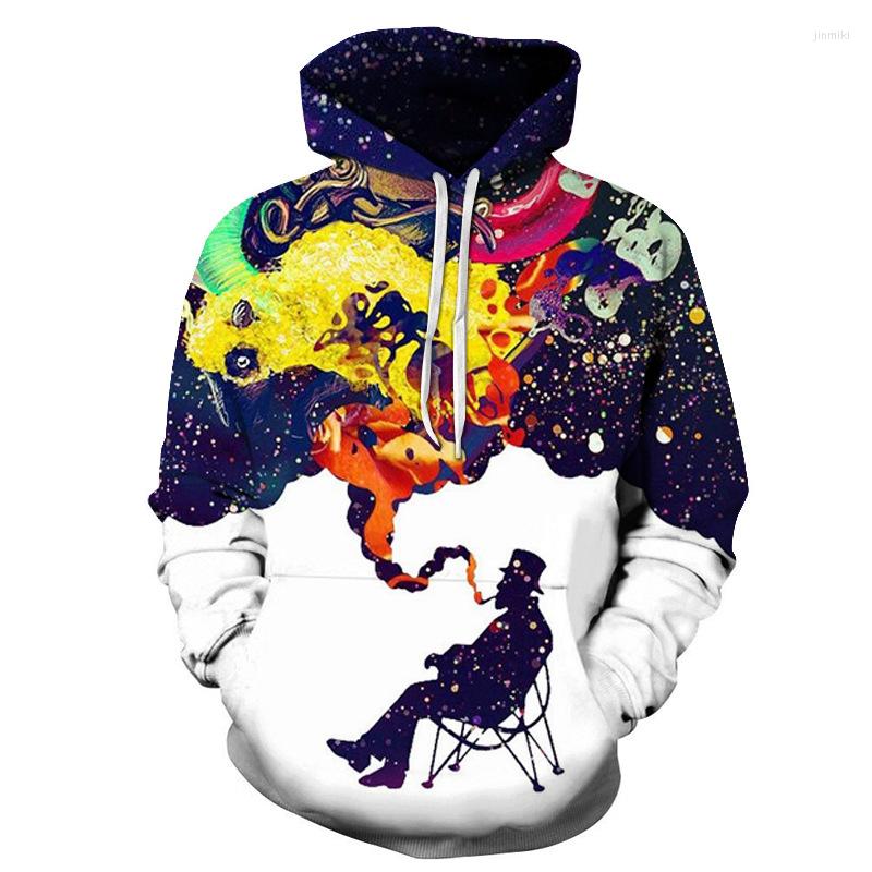 

Men' Hoodies Spring Autumn Print Cartoon Funny Smoking Loose Hooded Sweatshirts