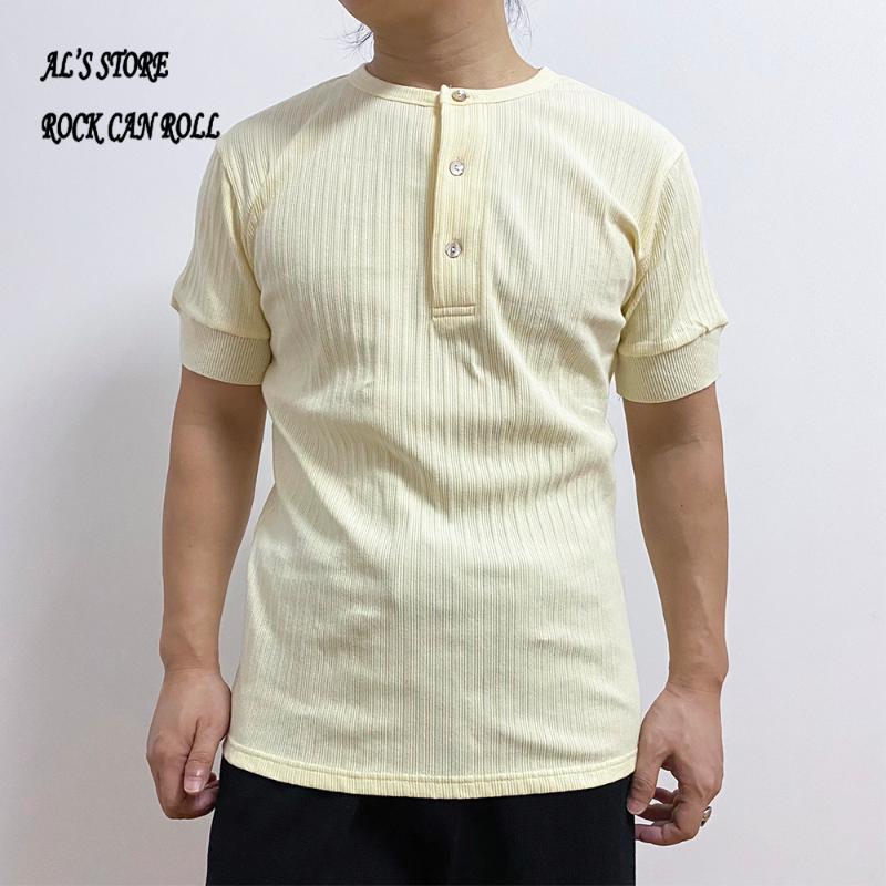 

Men's T Shirts RockCanRoll Asian Size 250GSM 8.5oz Casual Henley Tee Cotton Super Flexible Waffle Pattern ShirtMen's, Beige