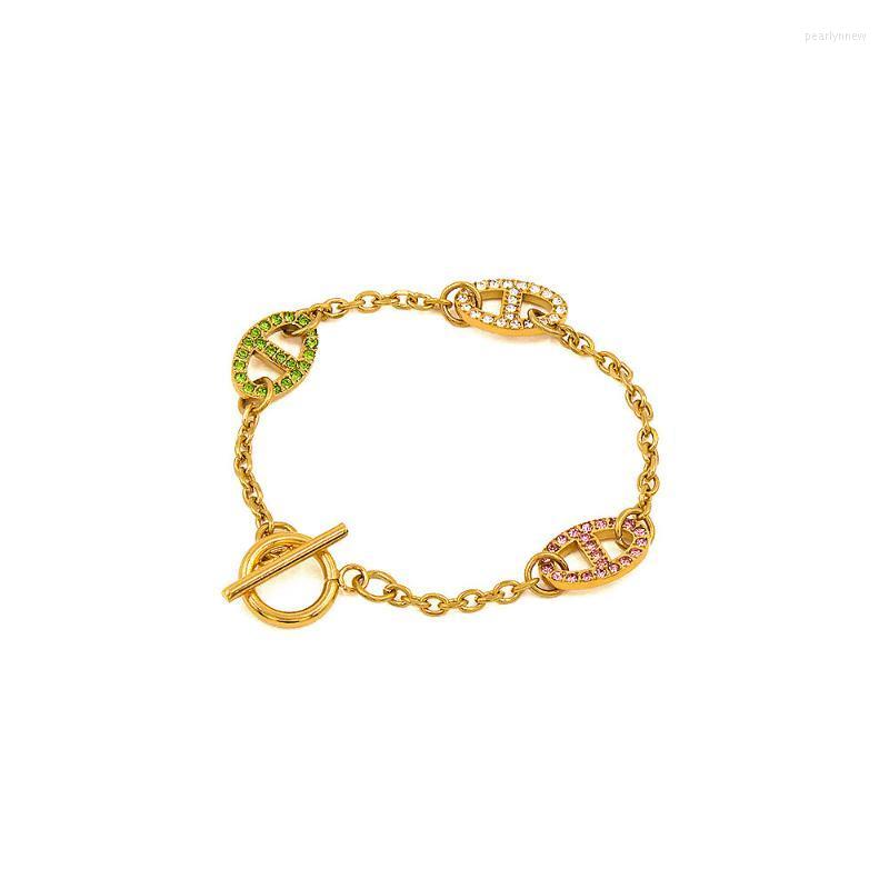 

Choker Chokers Pig Nose Stainless Steel Bracelet Necklace For Men Women Zircon Fashion Necklaces Collar DIY OT Clasp Jewelry YS418Chokers