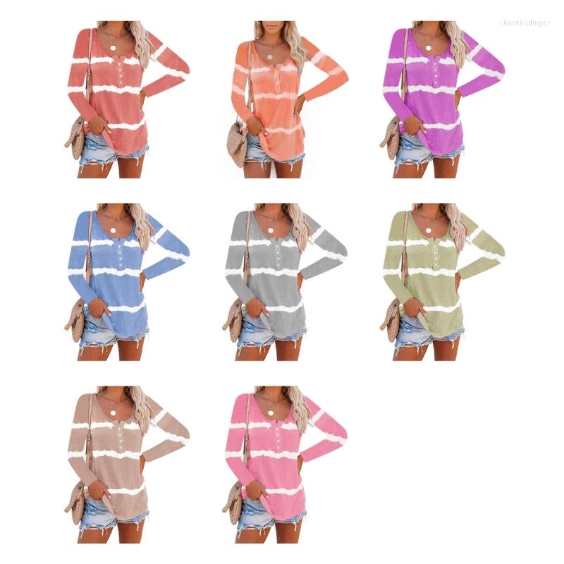 

Women' T Shirts Simple Loose Casual Striped T-shirts Women Fall O-neck Long Sleeve Tops, Blue