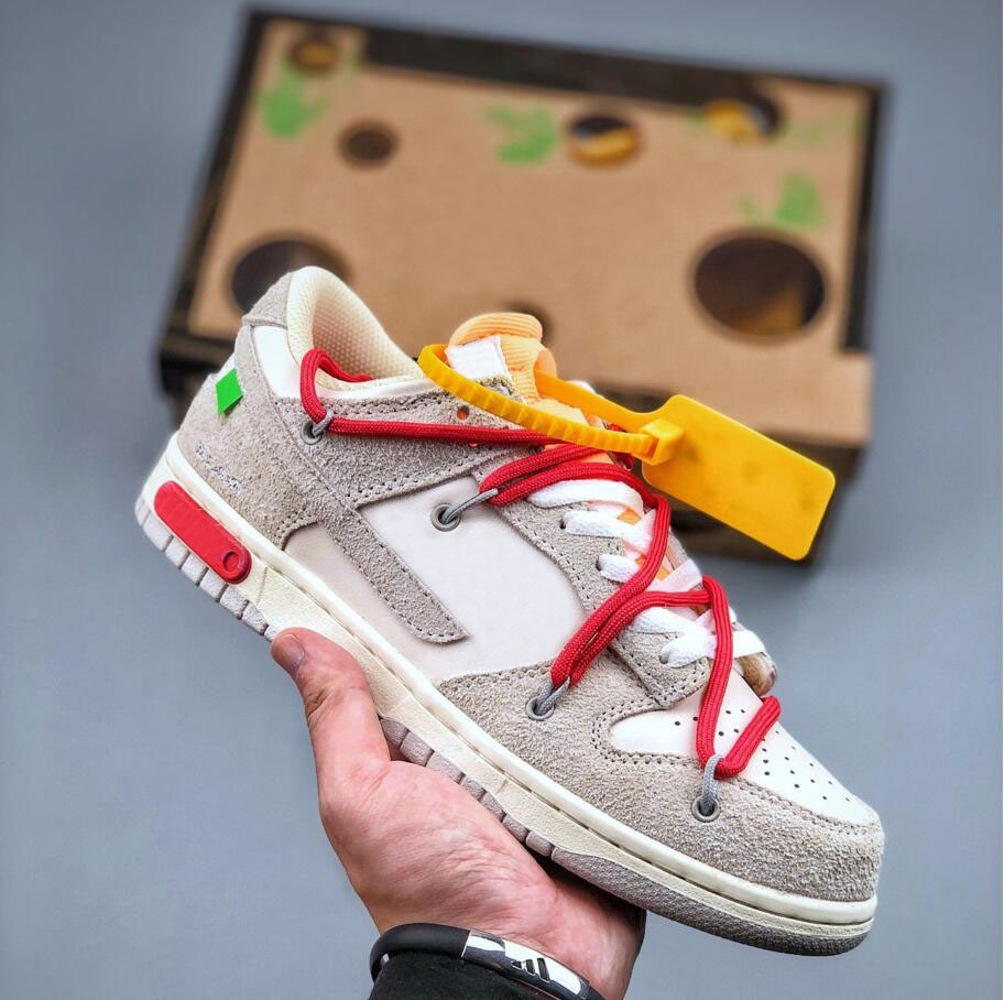 

SB Low The 50 Designers Shoes Off Men 1 One OW Dunks Trainers White Sail Authentic Women High quality Sports Sneakers, Red