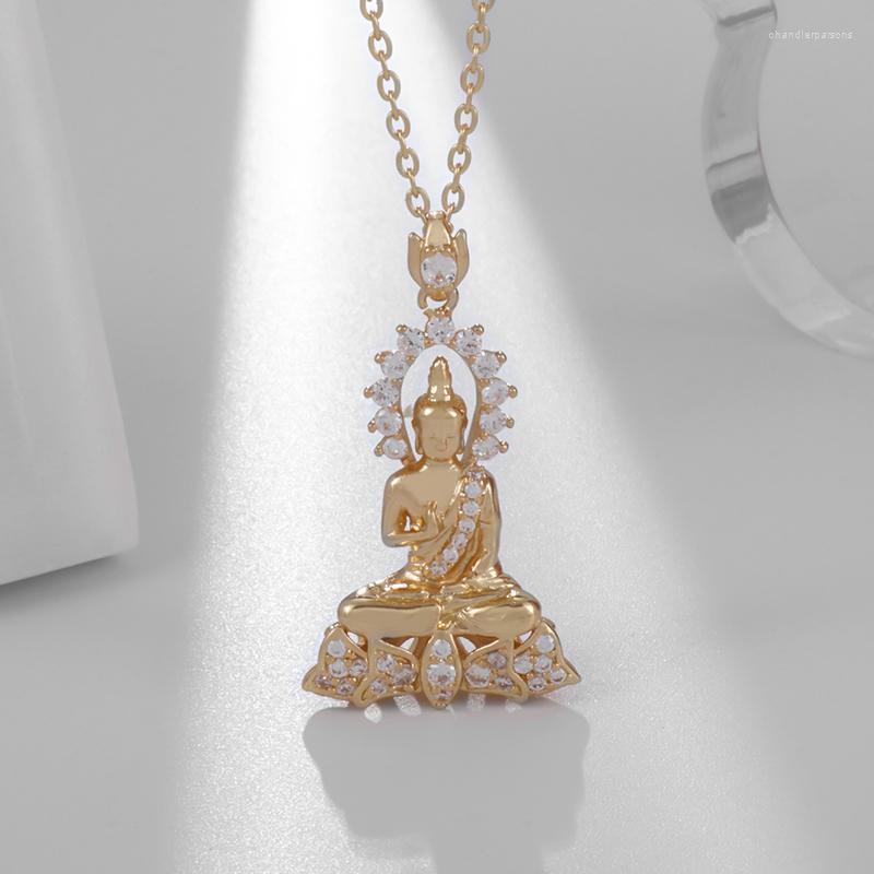 

Pendant Necklaces Men And Women Retro Simple Buddhism Lotus Buddha Necklace Personality Amulet Casual Exquisite Accessories