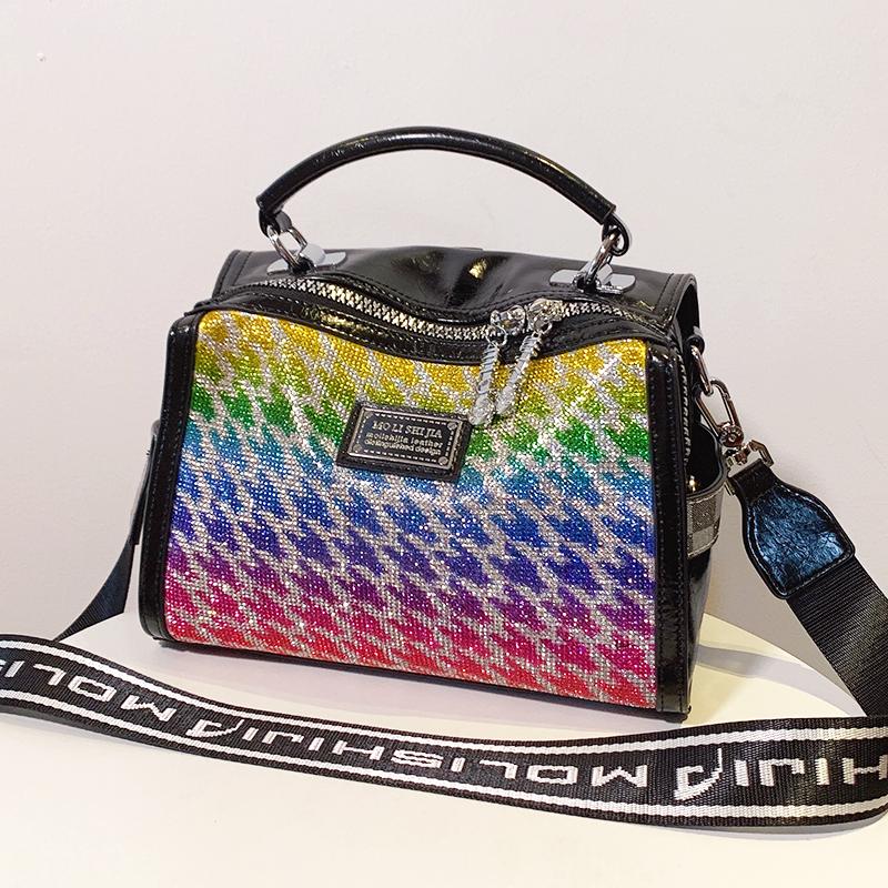 

Evening Bags Shining Houndstooth Woman 2023 Tendecia Luxury Handbags For Women Tote Bag Shoulder High Quality Sholder SacEvening, Black