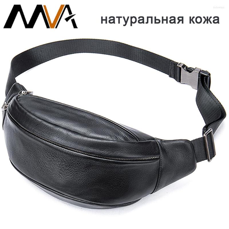 

Waist Bags MVA Women Leather Packs Travel Fanny Pack For Men Bag Male Belt Multifunction Chest 7.9" Ipad, 9109-black