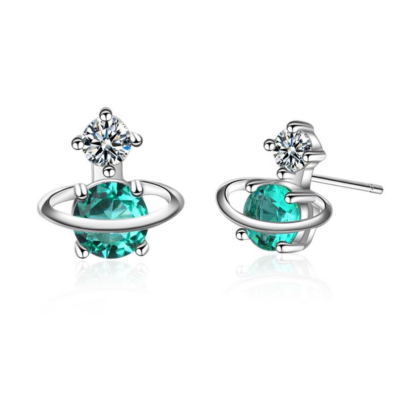 

Stud Earrings ONEVAN Fashion 925 Silver For Women Wedding Female Engagement Jewelry Charm Green Crystal Earring Accessories