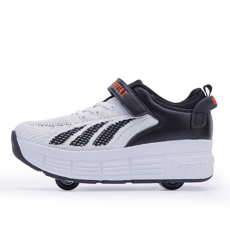 

Walking Deformed Shoes Two-wheel Chilen's One-wheel Invisible Button Walking Shoes Adult Male Student Roller Skates, 8851 white and black single wheel