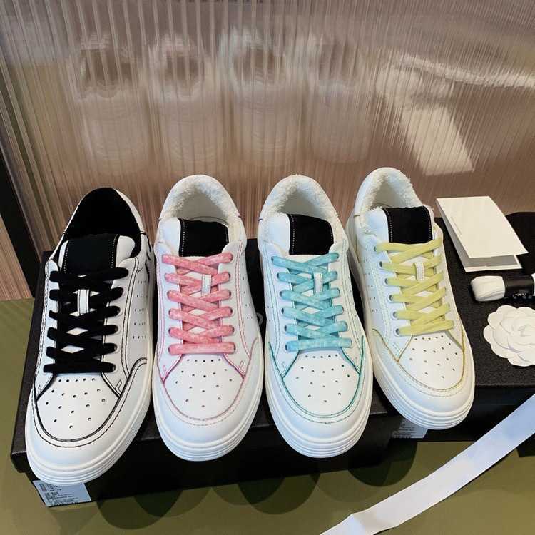 

Shoes 2023 spring new little fragrance panda color matching leisure sports shoes thick sole color laces women's small white shoes, Black and white