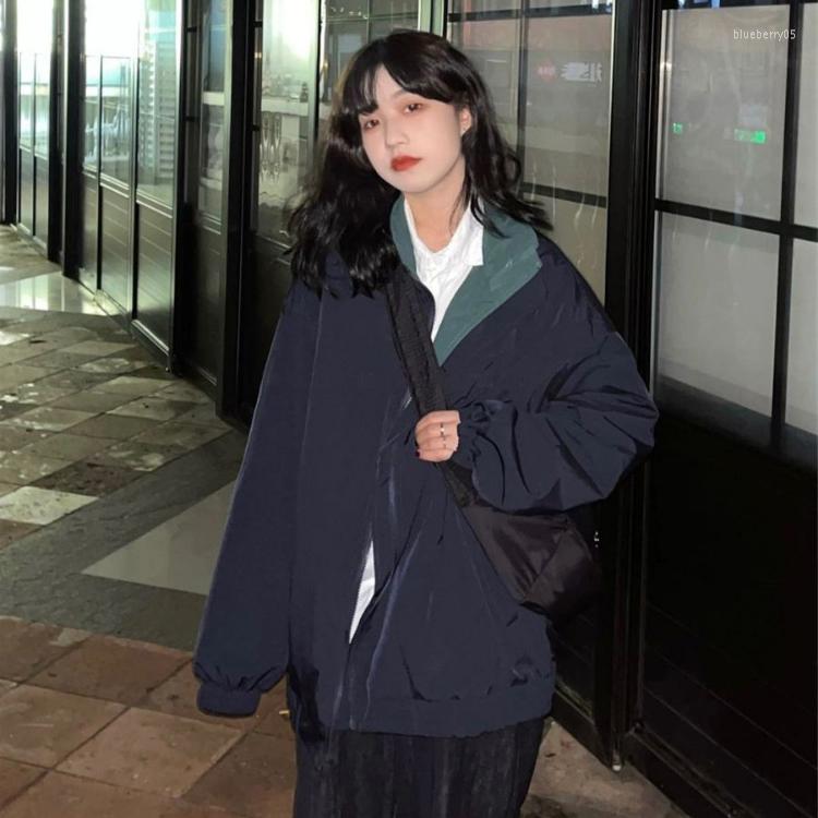 

Women' Hoodies Autumn Waterproof Jacket With Hoodie Women Korean Fashion Y2k Clothing Trench Coat Chic Pure Color Zipper Loose Windbreaker