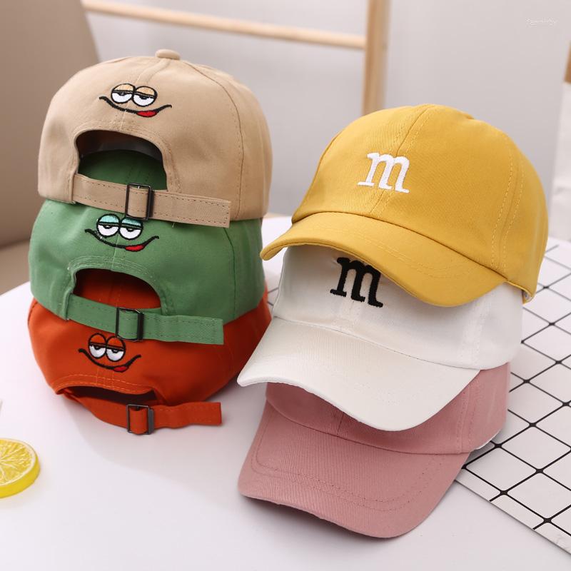 

Ball Caps Children's Kid Baseball Cap For Girls Boy Hats Sunscreen Baby Hat Hip Hop M Letter Embroidered Kids 1-6-8-12-15 Years, White