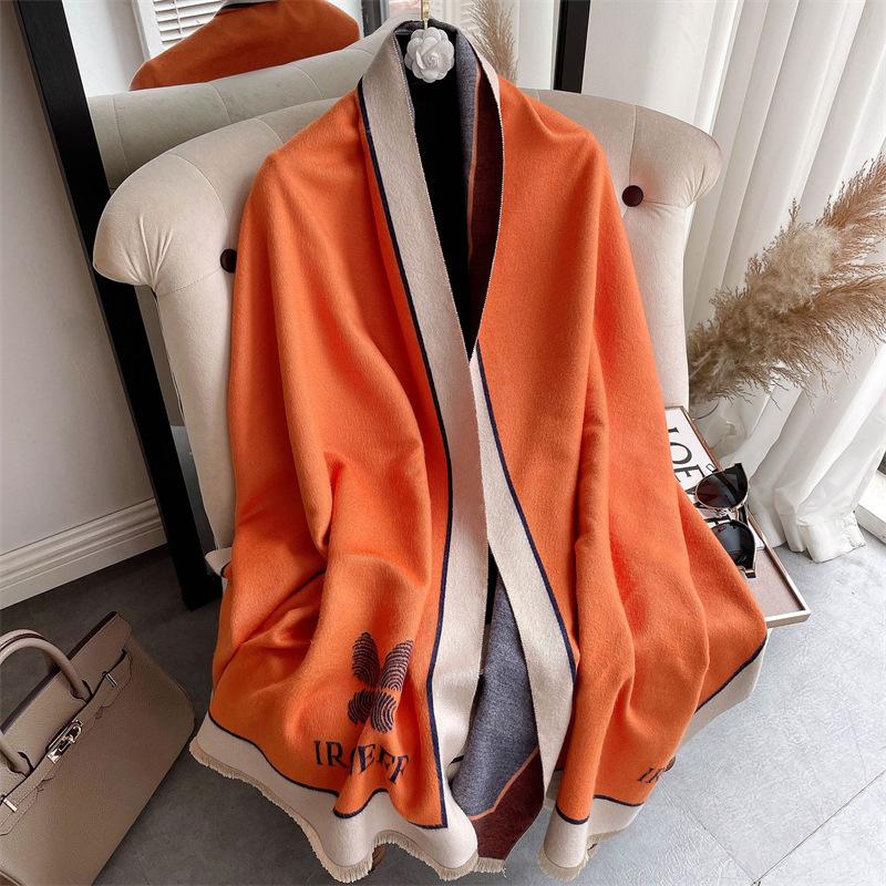 

Scarves 2023 Women Solid Cashmere Scarf Pashmina Shawls And Wraps Winter Warm Bufanda Echarpe Hijab Double-sided Long